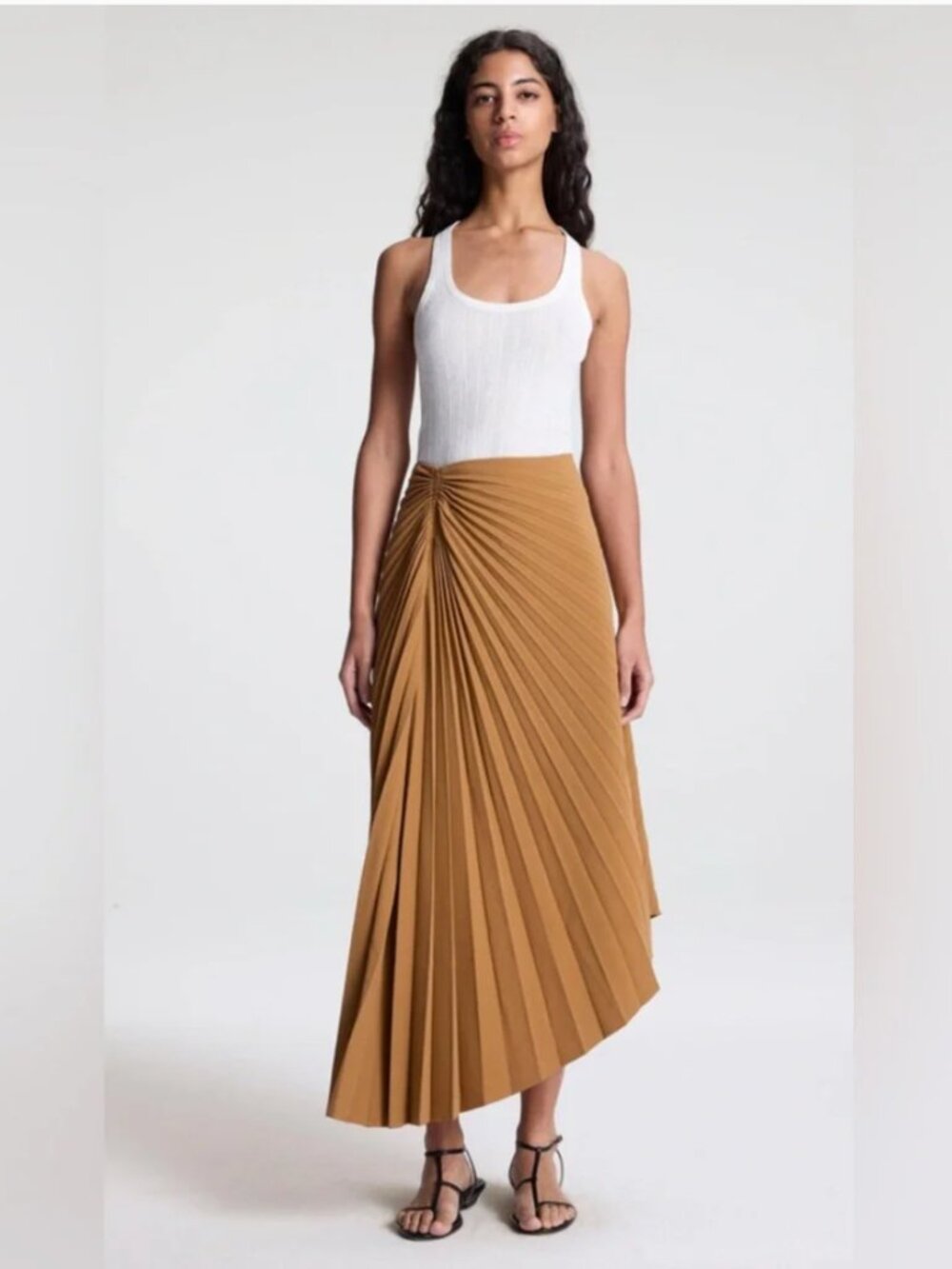 A.L.C. Asymmetrical Tan Pleated Skirt size 2